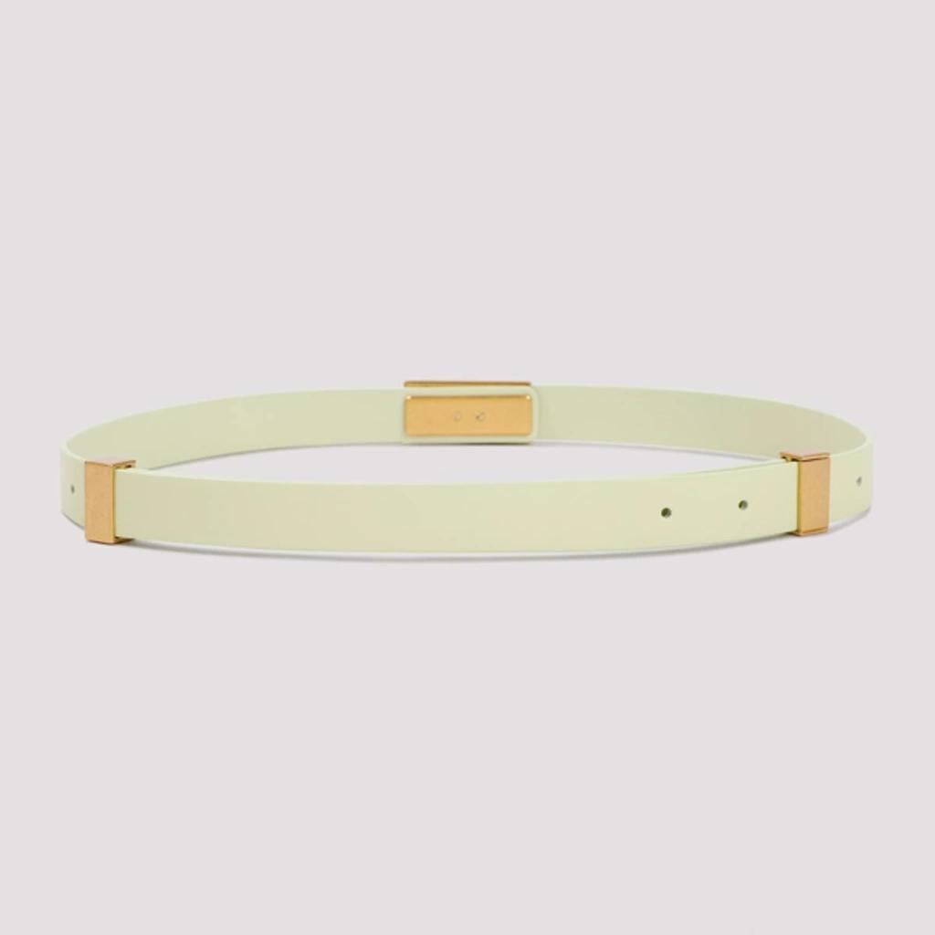 Triangle-buckle Leather Belt In Yellow Product Image