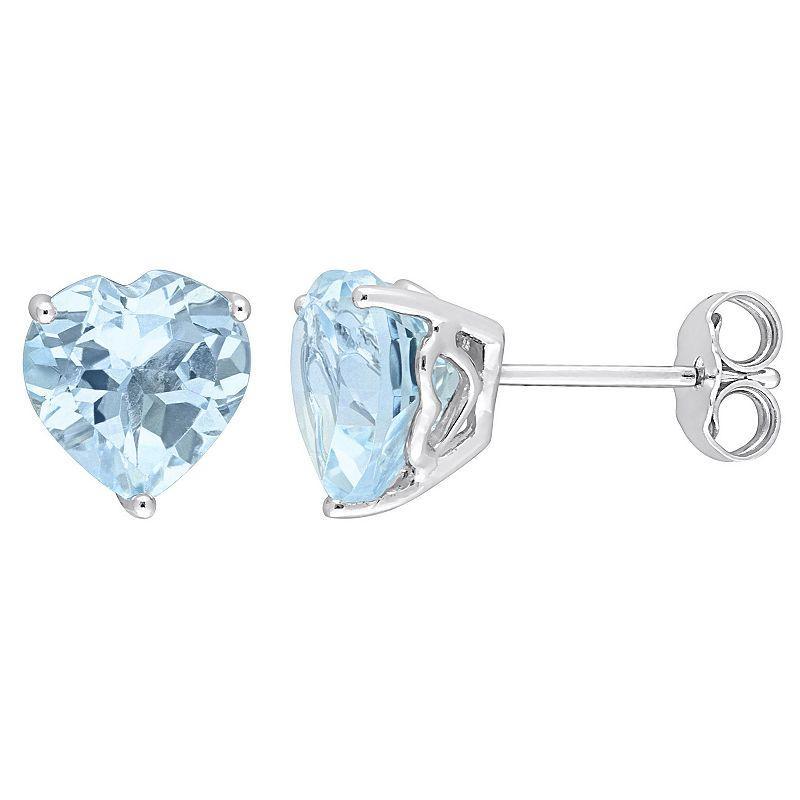 Stella Grace Sterling Silver & Gemstone Heart Stud Earrings, Womens, Blue Topaz Product Image