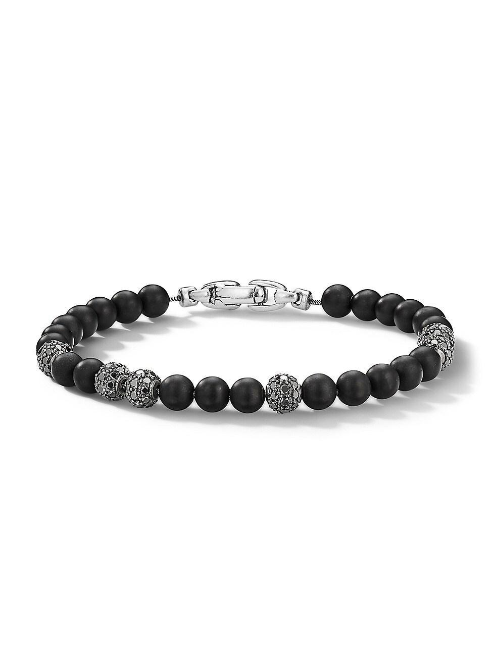 Mens Spiritual Beads Bracelet in Sterling Silver Product Image