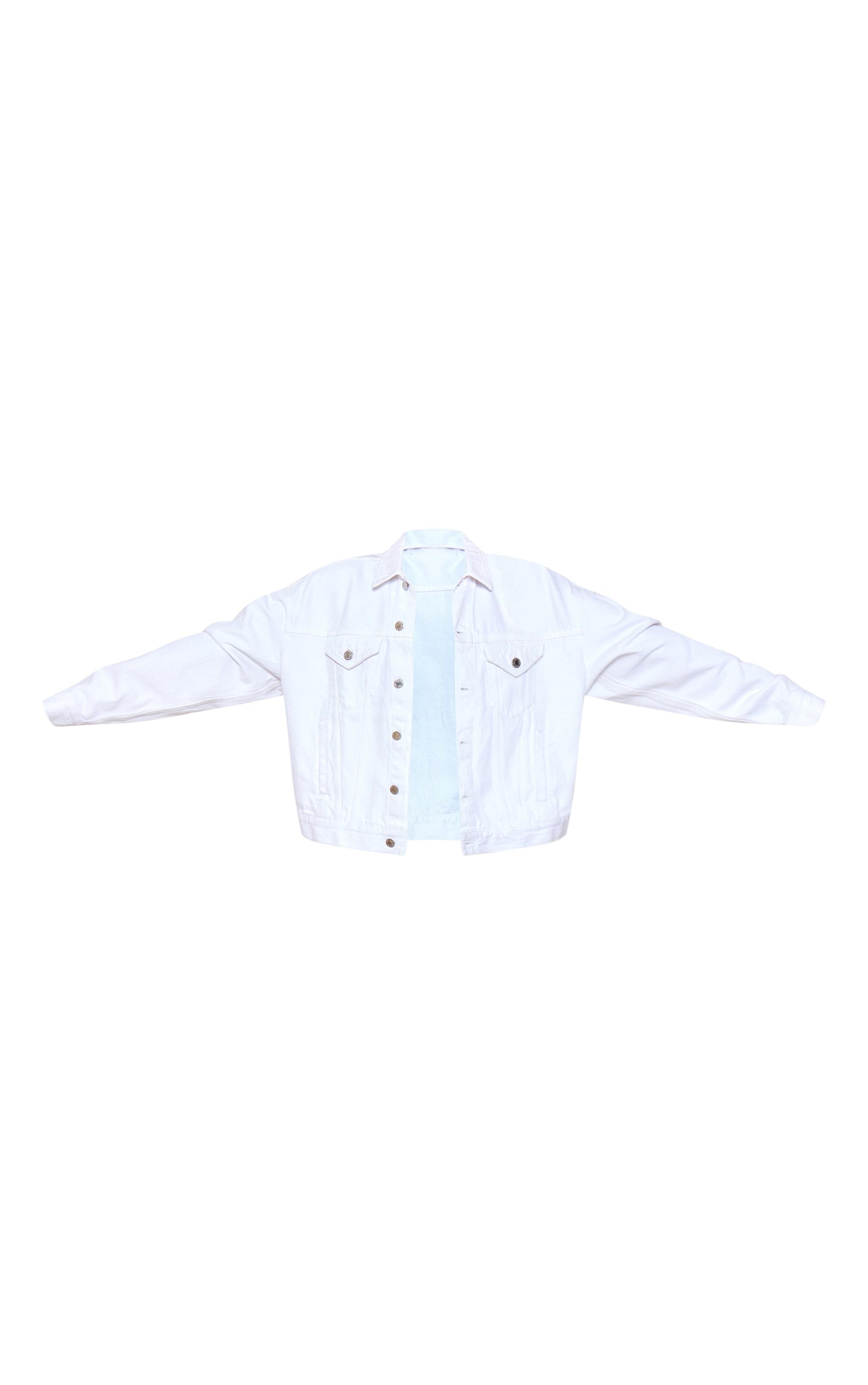 White Classic Oversized Denim Jacket Product Image