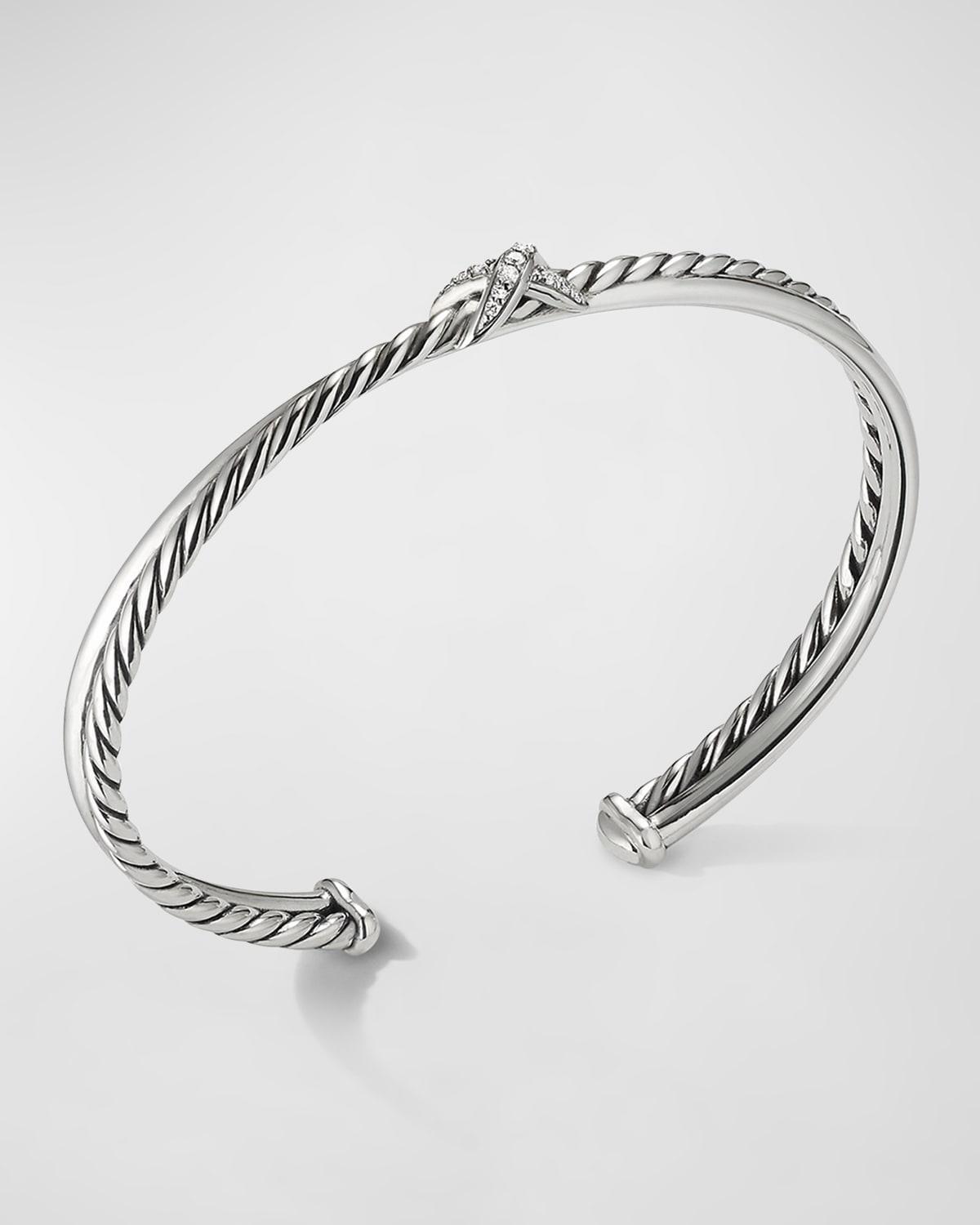 Womens Petite X Center Station Bracelet In Sterling Silver With Pav Diamonds Product Image