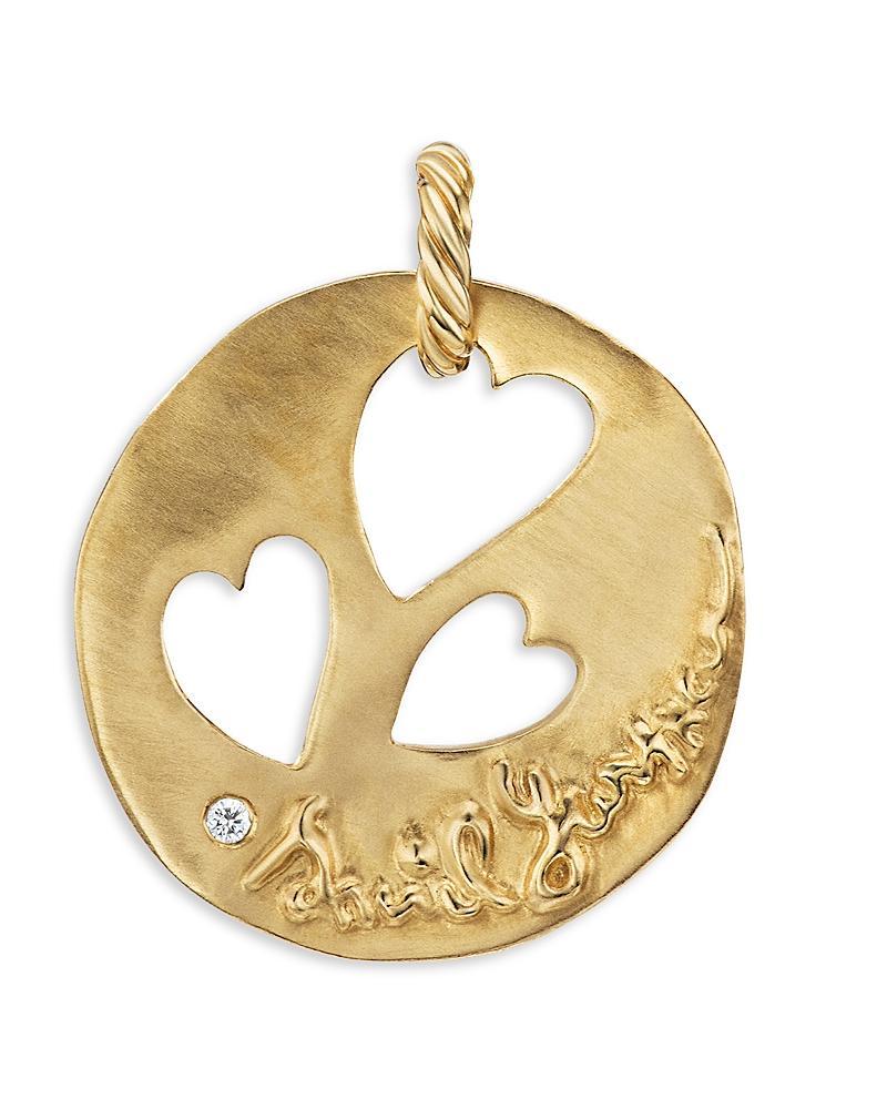 Womens DY Elements Large Open Hearts Pendant In 18K Yellow Gold With Diamonds Product Image