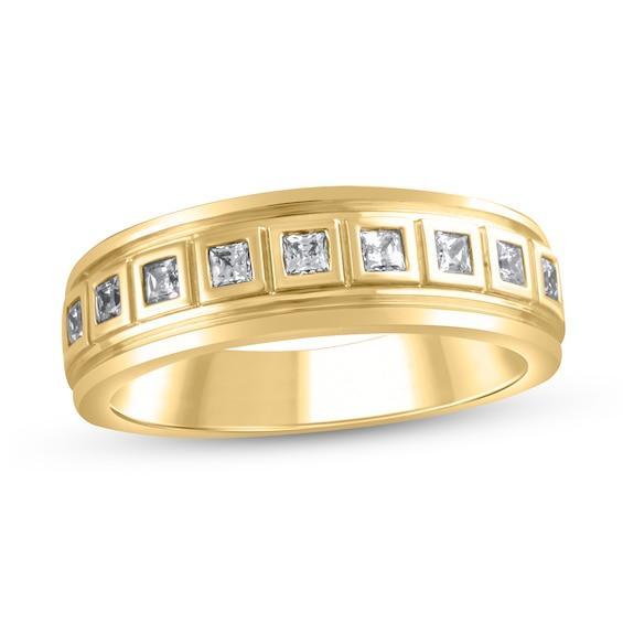 Men's 1/2 CT. T.w. Square-Cut Diamond Raised Frame Nine Stone Band in 10K Gold Product Image