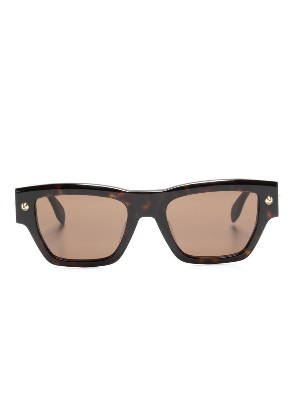 Rivet-detail Square-frame Sunglasses In Braun Product Image