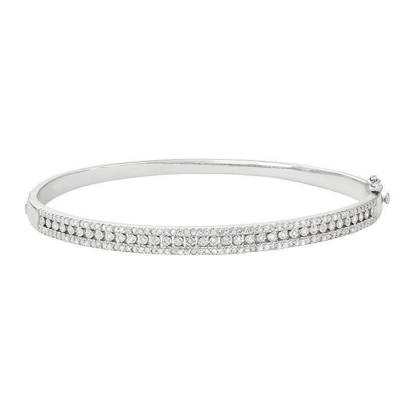 Sterling Silver 1/2 Carat T.W. Diamond Bangle Bracelet, Womens White Product Image