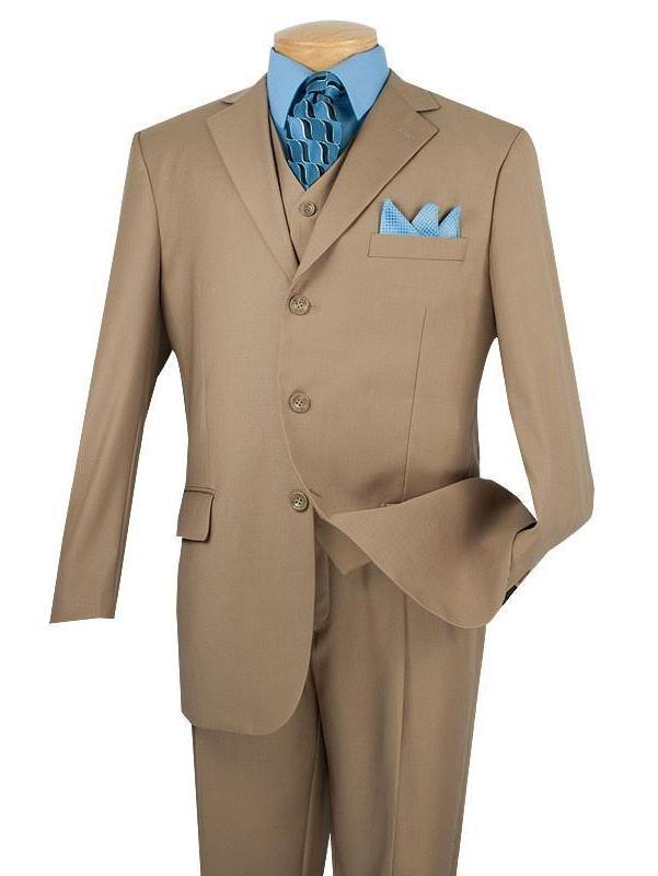 Avalon Collection - Regular Fit Men's Suit 3 Button 3 Piece Khaki Product Image