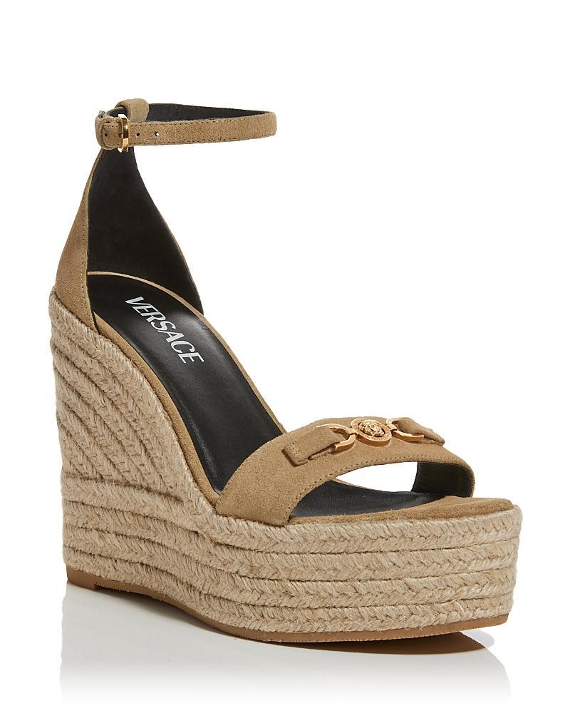 Versace Womens Embellished Espadrille Platform Wedge Sandals Product Image