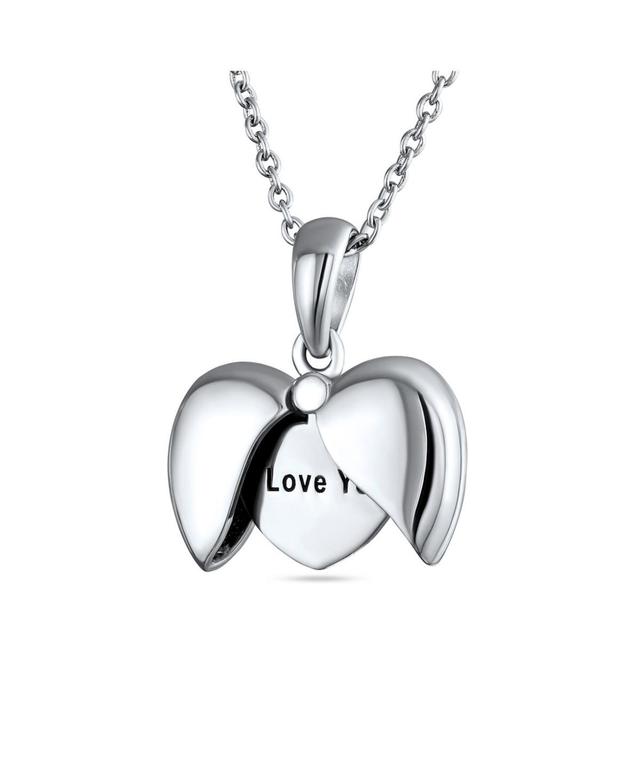 Bling Jewelry Saying I Love You Opening Angel Wing Heart Shape Locket Necklace Pendant For Women Sterling Silver Product Image