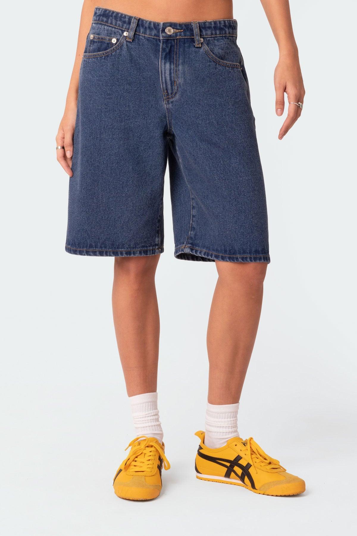 Oversized Low Rise Denim Bermuda Shorts Product Image