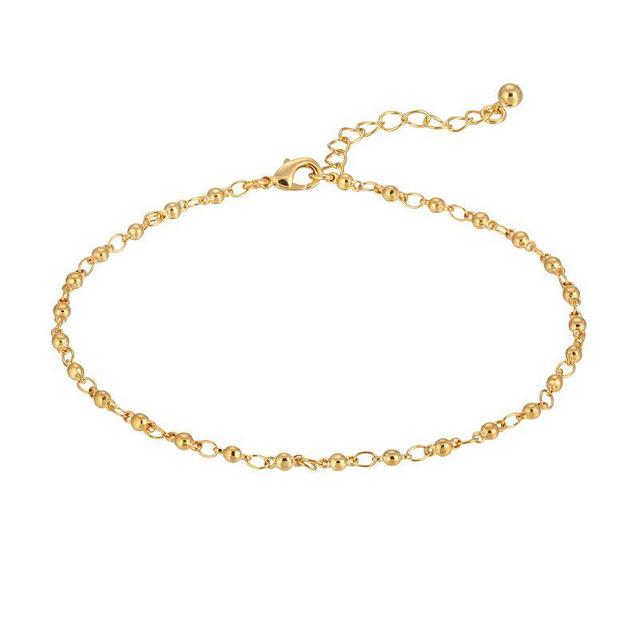 1928 Gold Tone Beaded Chain Anklet, Women's, Yellow - Size: One Size Product Image