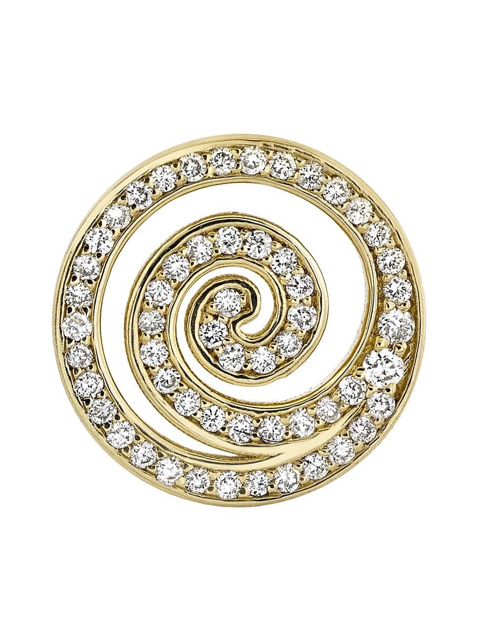 Womens Under The Sea Spiral 14K Yellow Gold & 0.18 TCW Diamond Stud Earring Product Image