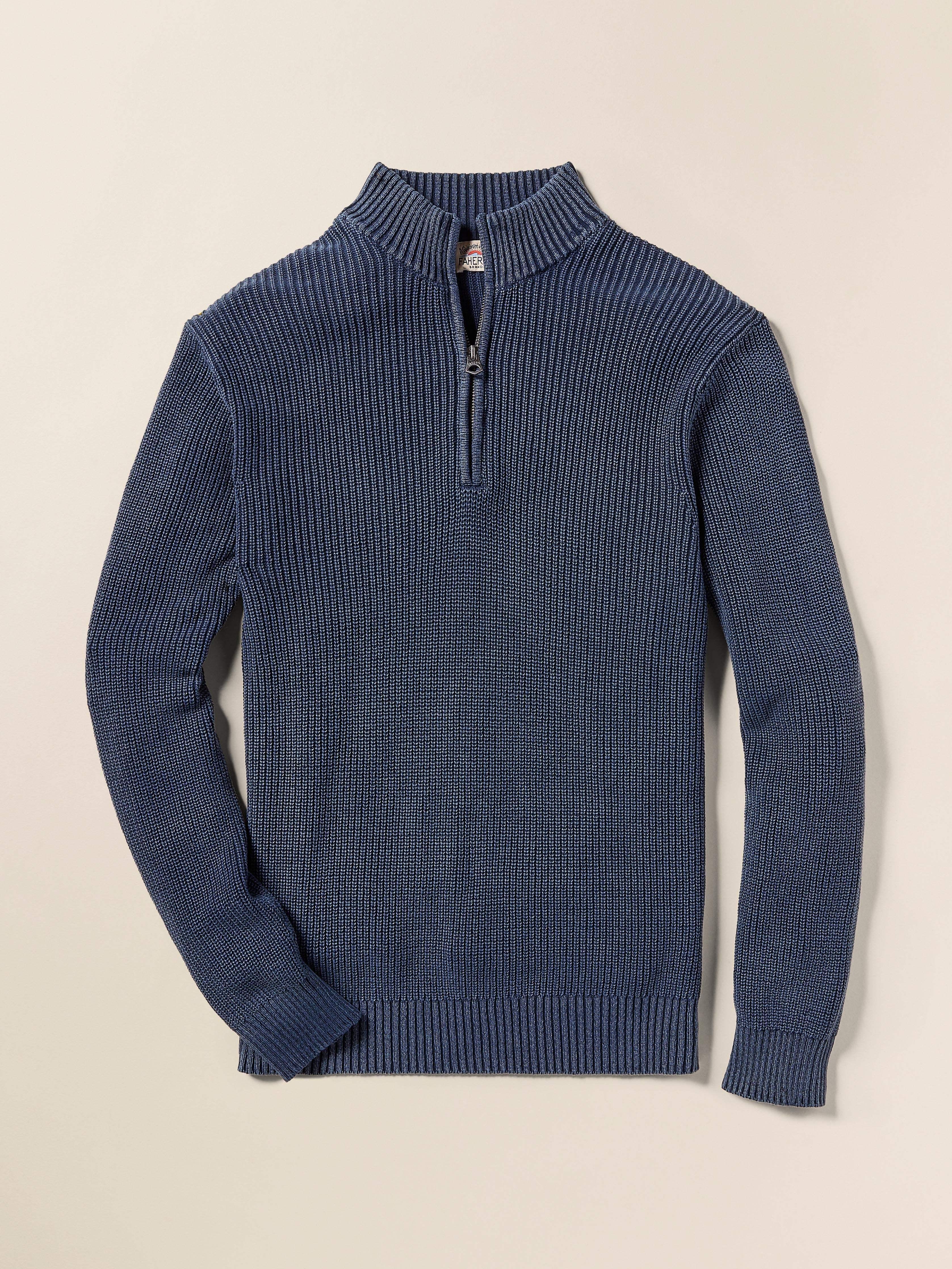 Sunwashed Quarter Zip Sweater - Blue Nights Male Product Image