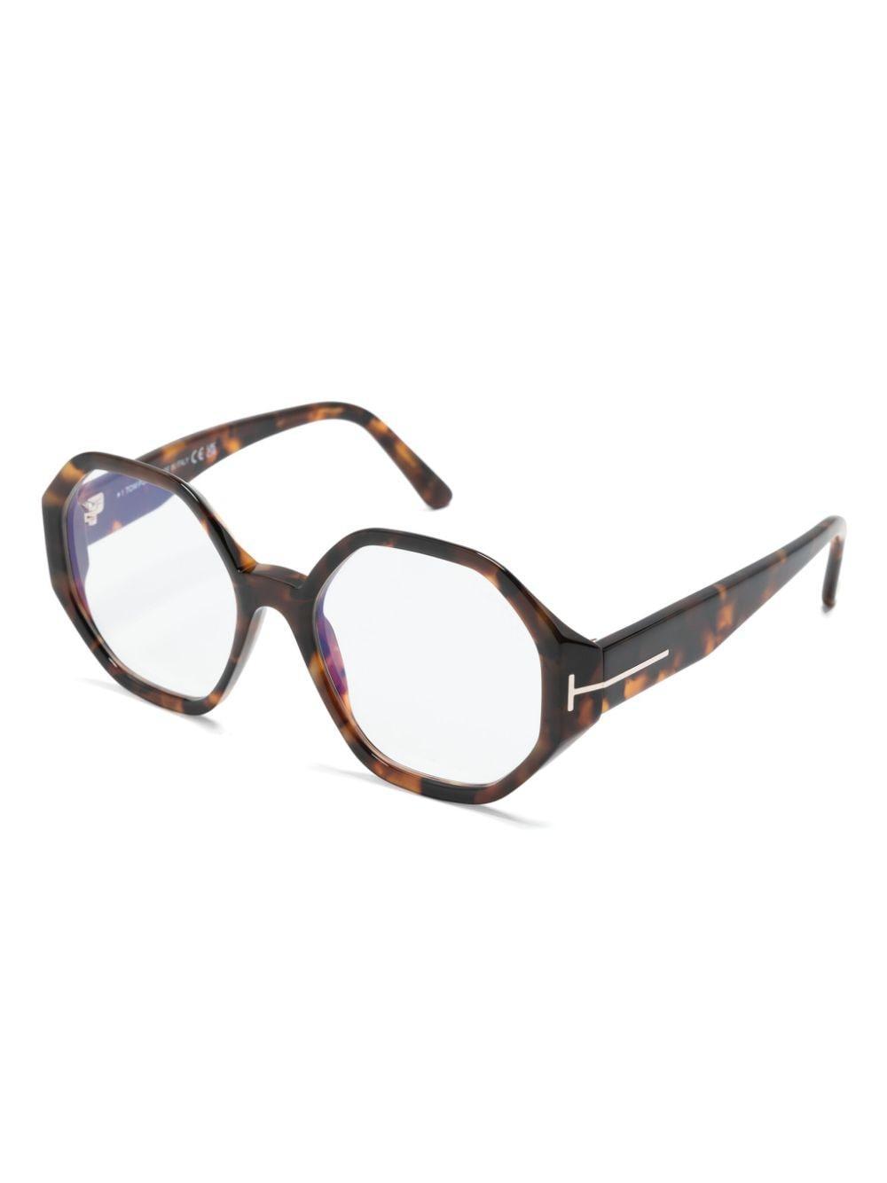 Geometric-frame Glasses In Brown Product Image