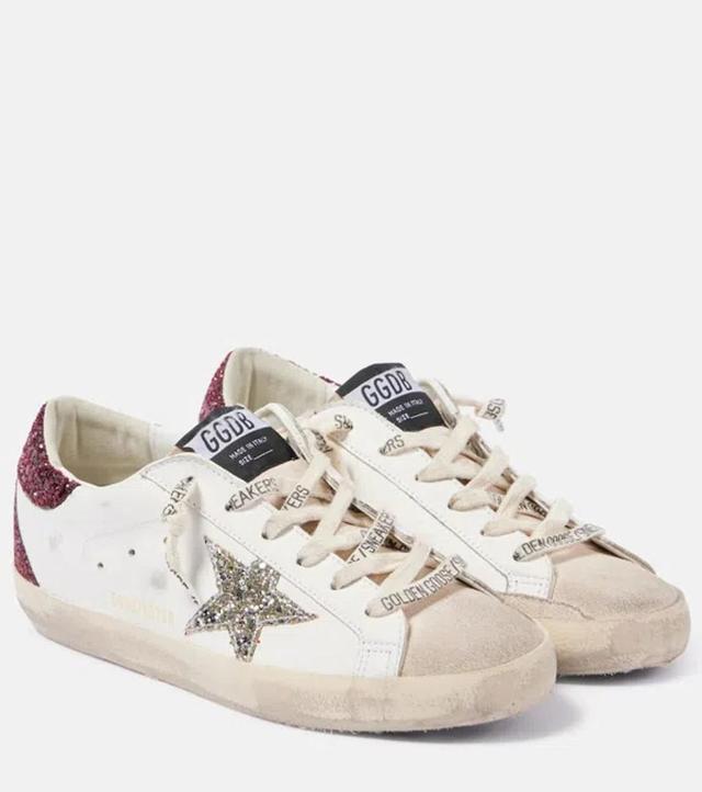 GOLDEN GOOSE Super-star Embellished Leather Sneakers In White Product Image