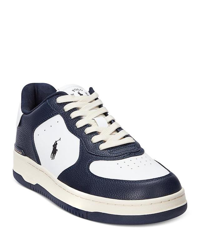 Polo Ralph Lauren Masters Court Leather Sneakers (Aviator Navy/White) Men's Shoes Product Image