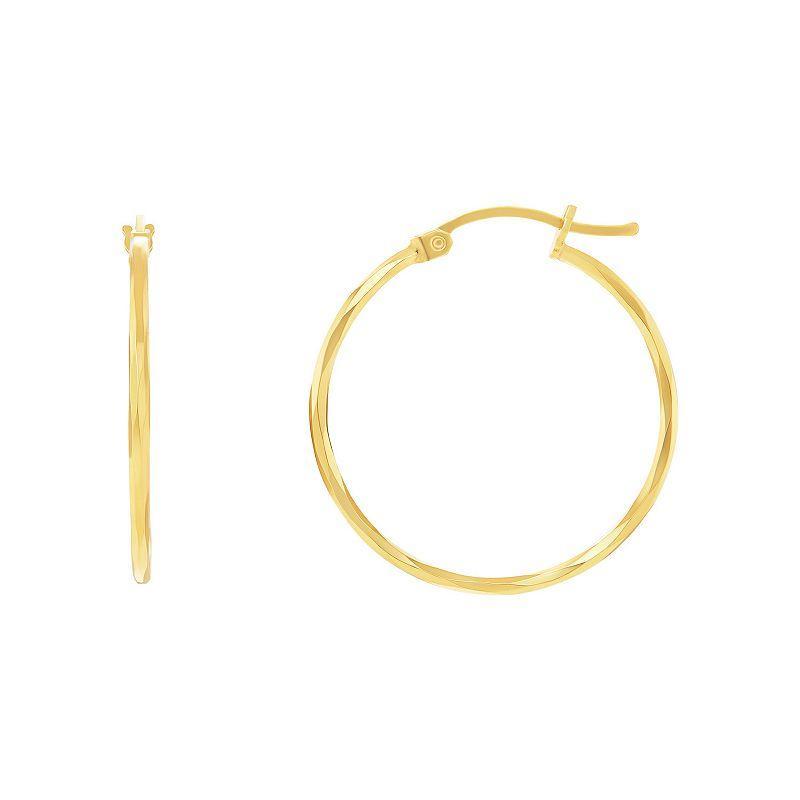 PRIMROSE 18k Gold Plated Twist Hoop Earrings, Womens Gold Tone Product Image