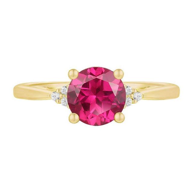 14k Gold Over Silver Lab-Created Ruby, Lab-Created White Sapphire Solitaire Ring, Womens Yellow Product Image