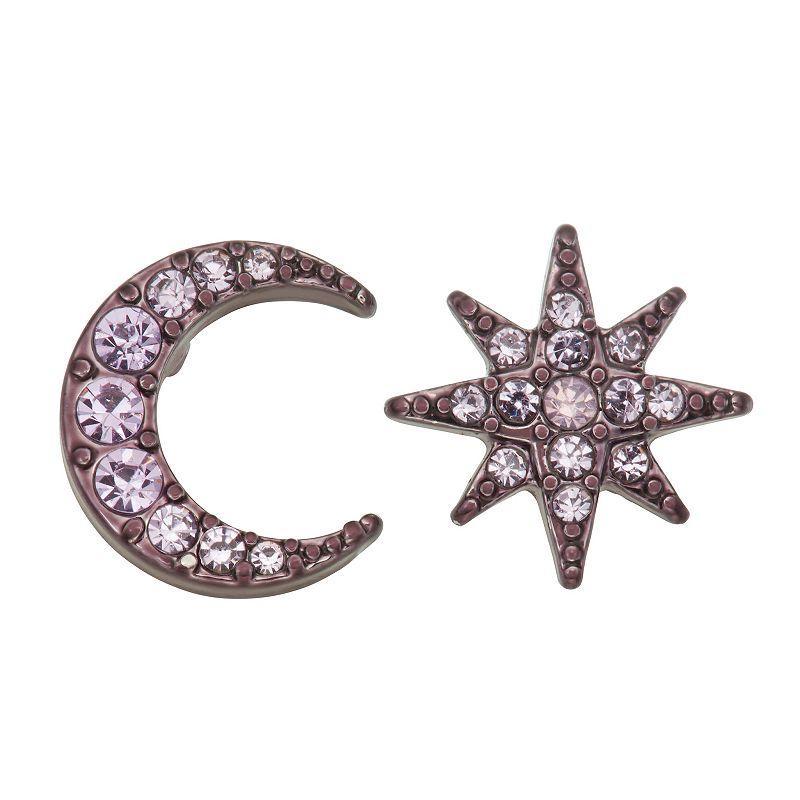 Simply Vera Vera Wang Moon & Star Mismatched Stud Earrings, Womens, Purple Product Image