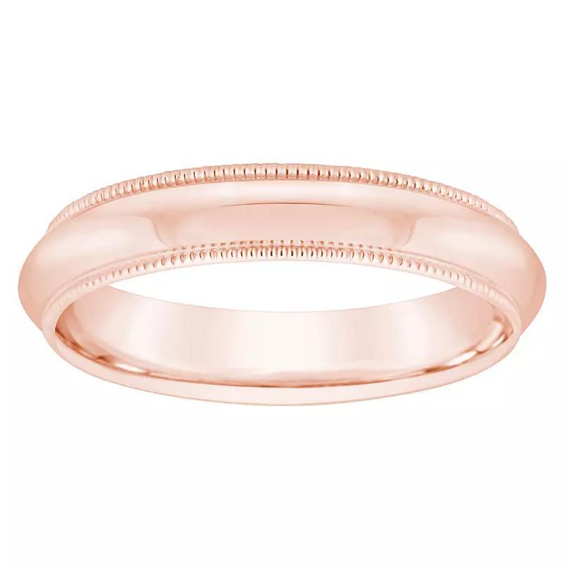 Alyson Layne Mens 18k White Gold Milgrain Comfort Fit Wedding Band 18k Rose Gold Product Image