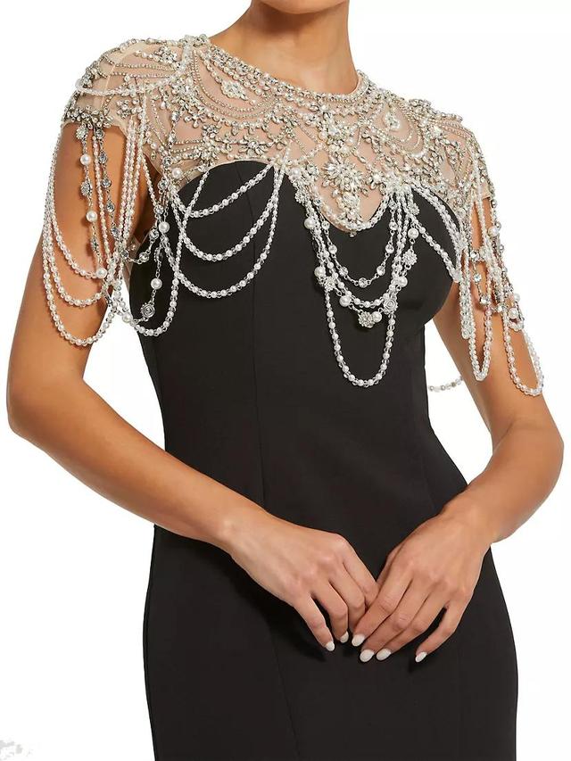 Beaded Cap-Sleeve Mermaid Gown Product Image