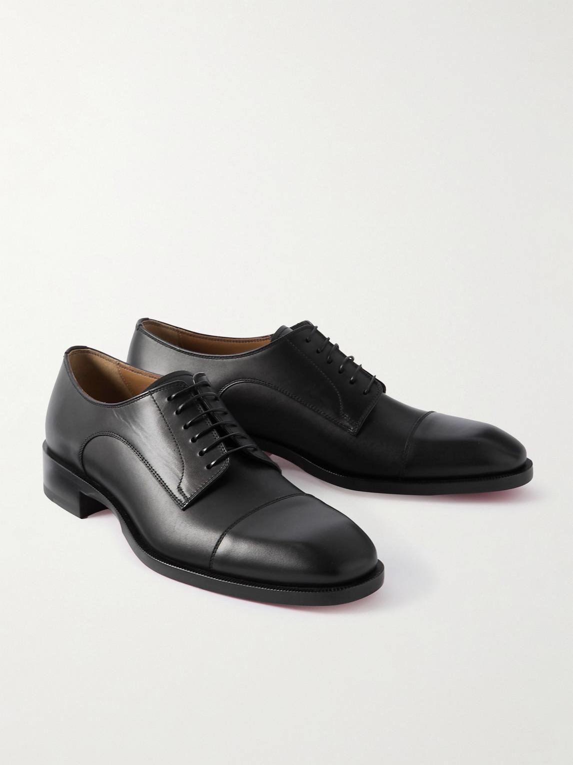 CHRISTIAN LOUBOUTIN Cortomale Leather Derby Shoes In Black Product Image