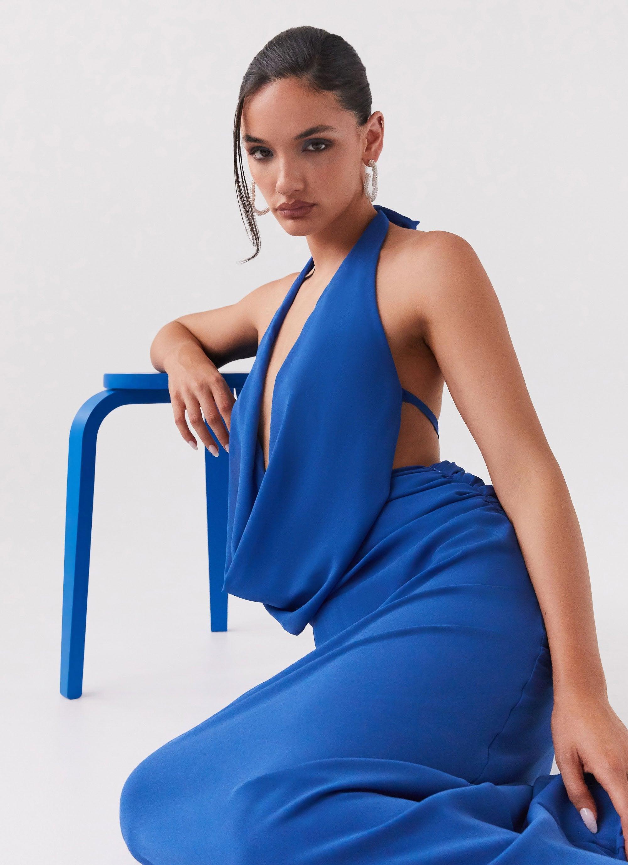 Elysia Chiffon Maxi Dress - Cobalt Product Image