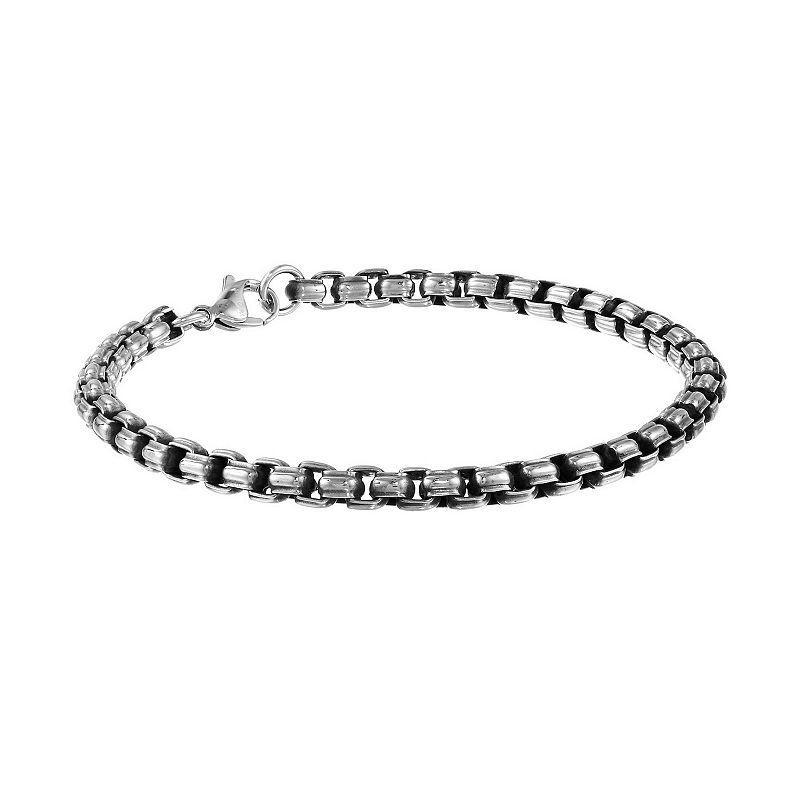 Mens LYNX Stainless Steel Box Chain Bracelet White Product Image