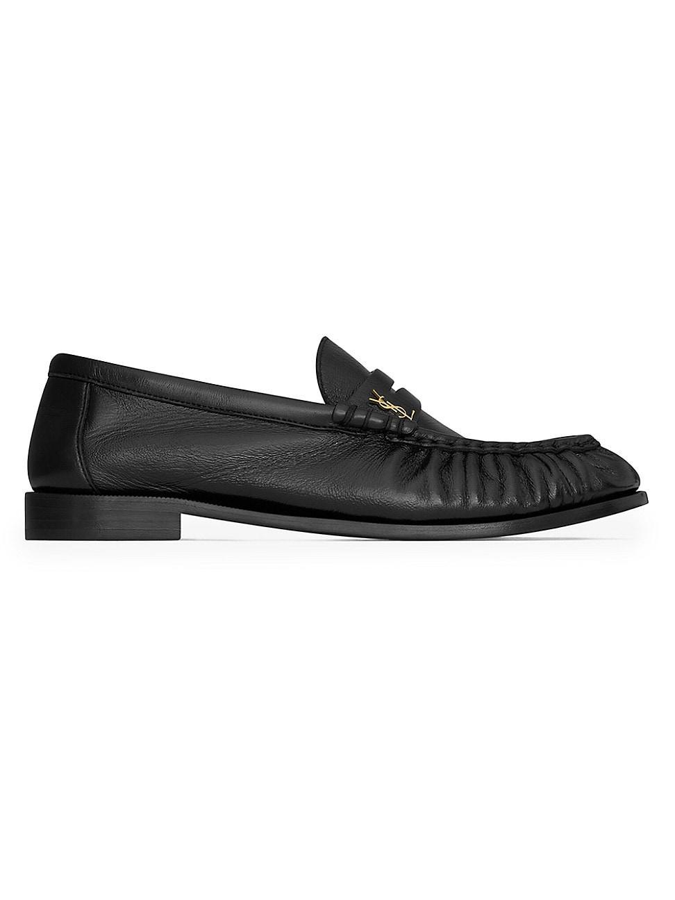 Mens Le Loafer Penny Slippers In Shiny Creased Leather Product Image