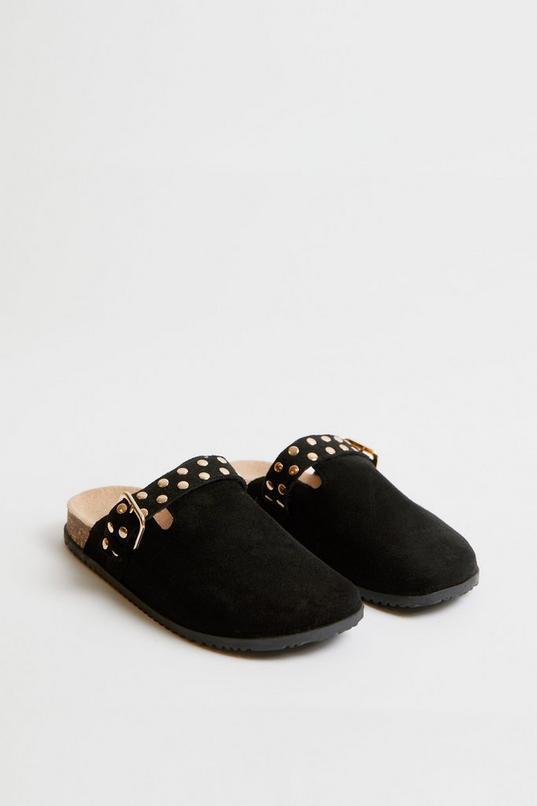 Faux Suede Studded Buckle Mule product image