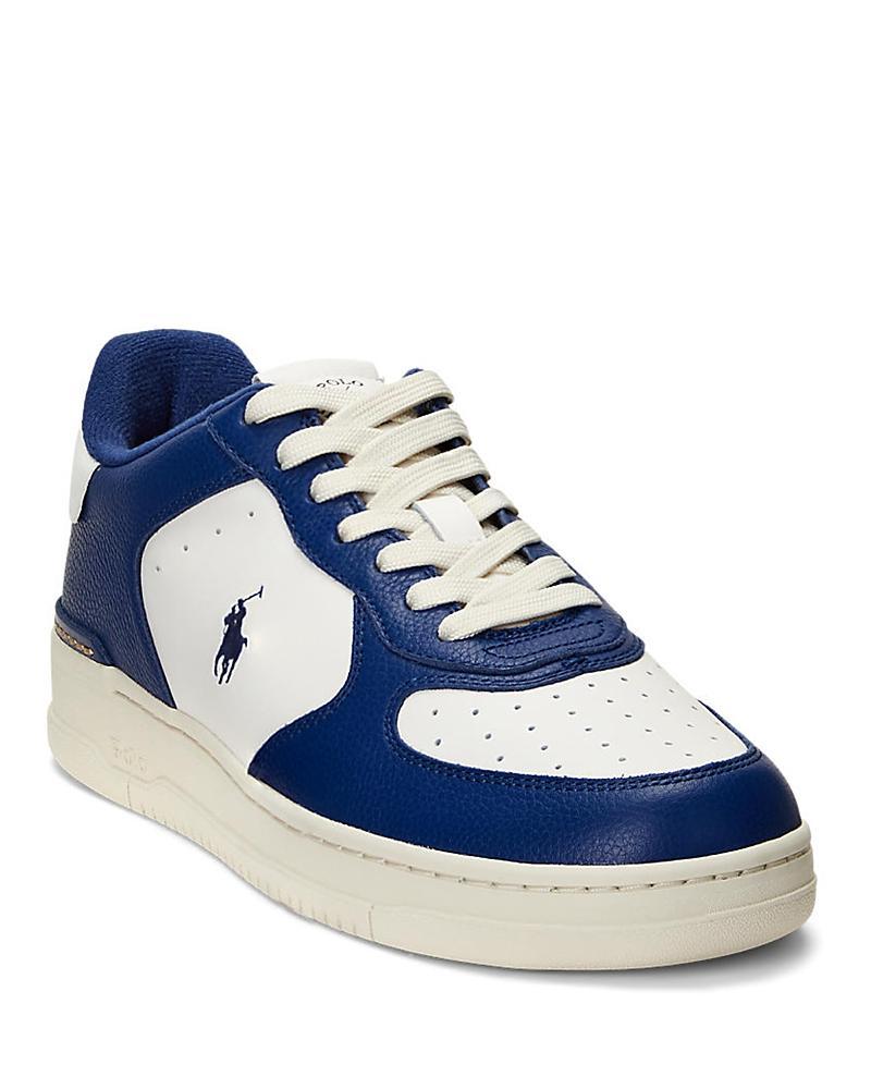 Polo Ralph Lauren Mens Masters Court Leather Sneaker - Cream/blue Product Image