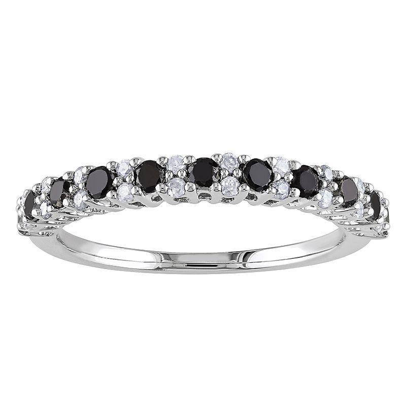 Stella Grace Sterling Silver 1/2 Carat T.W. Black & White Diamond Anniversary Band, Womens Product Image