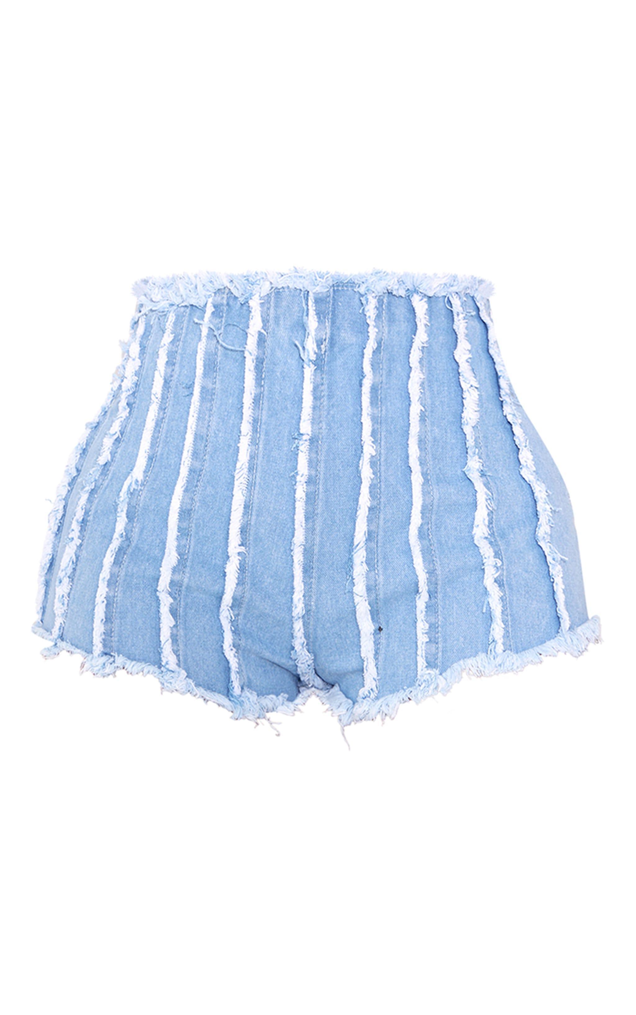 Shape Light Blue Wash Denim Seam Detail Shorts Product Image