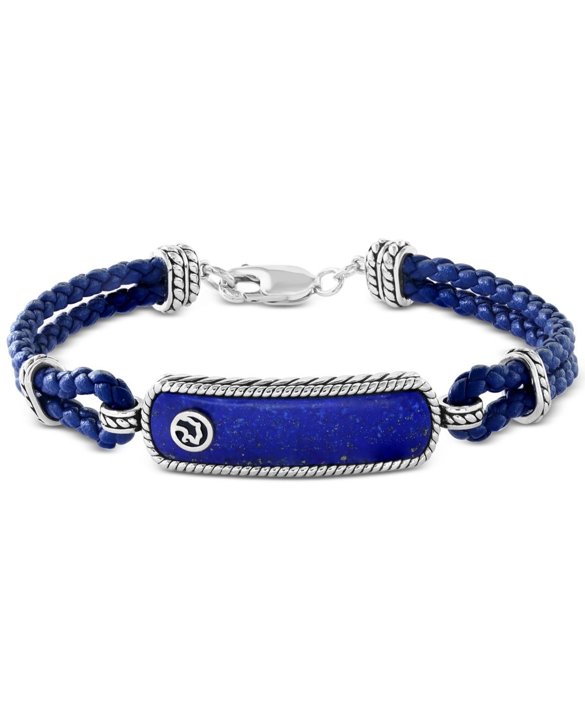 Effy Mens Lapis Lazuli Leather Cord Bracelet in Sterling Silver Product Image