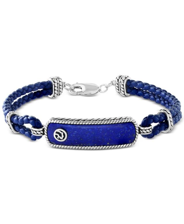 Effy Mens Lapis Lazuli Leather Cord Bracelet in Sterling Silver Product Image