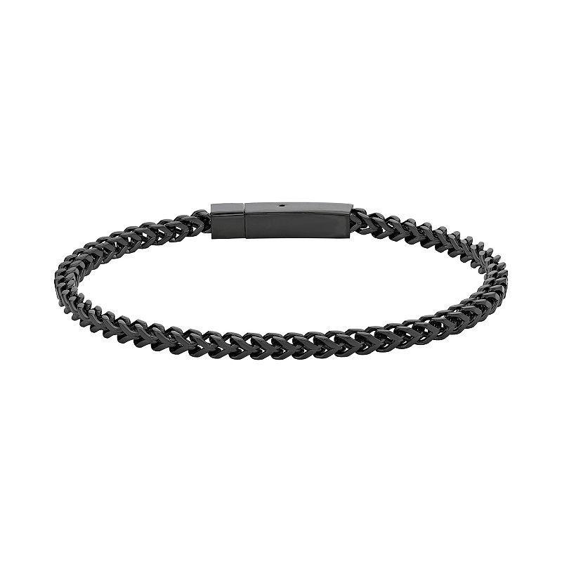 Mens LYNX Stainless Steel Foxtail Chain Bracelet Black Tone Product Image