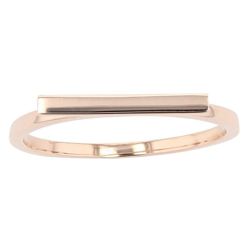 Au Naturale 14k Gold 2mm Horizontal Bar Ring, Womens Pink Product Image