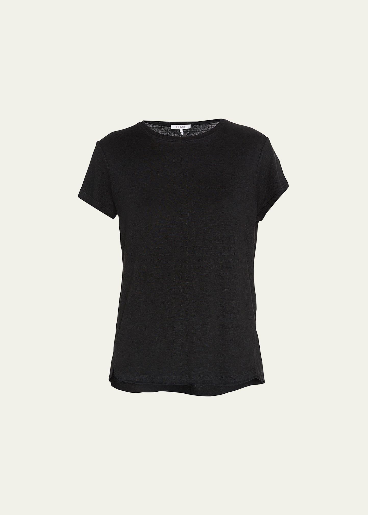 FRAME Easy True Organic Linen T-shirt In Noir Product Image