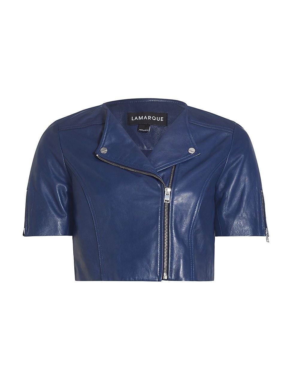 Kirsi Short-Sleeve Leather Jacket Product Image