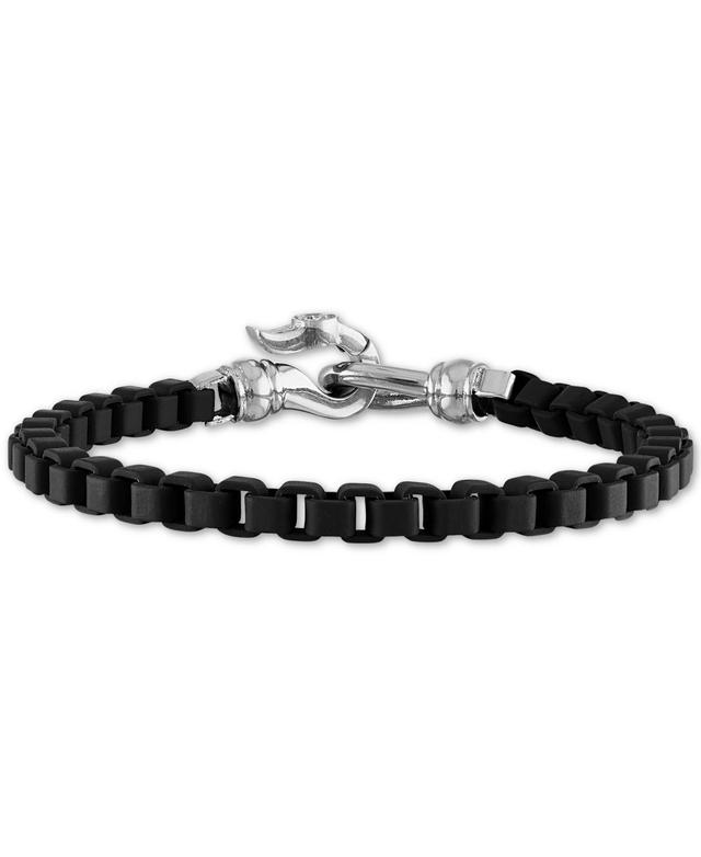 Esquire Mens Jewelry Box Link Chain Bracelet in Black Enamel & Stainless Steel (Also in Red & Blue Enamel), Created for Macys Product Image