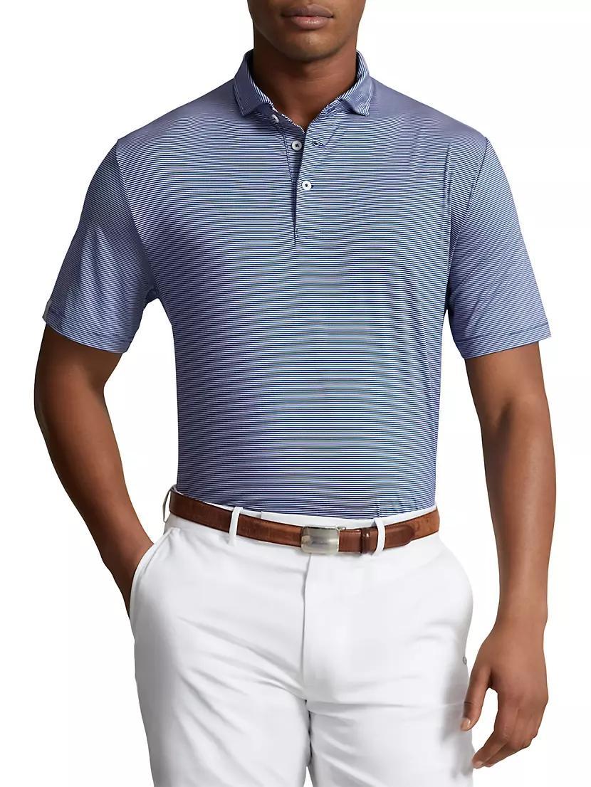 Striped Short-Sleeve Polo Shirt Product Image