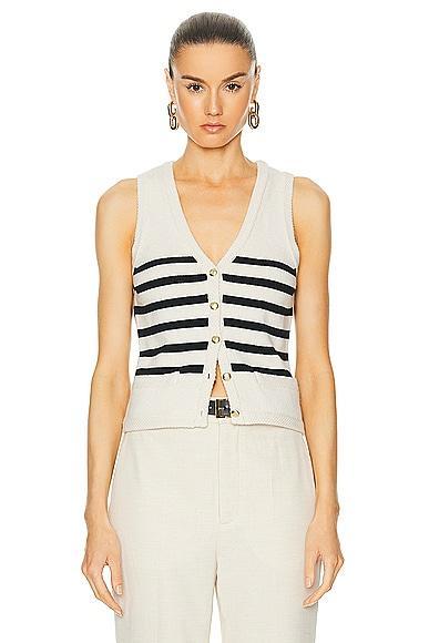 LAcademie by Marianna Calanth Striped Vest in White Product Image