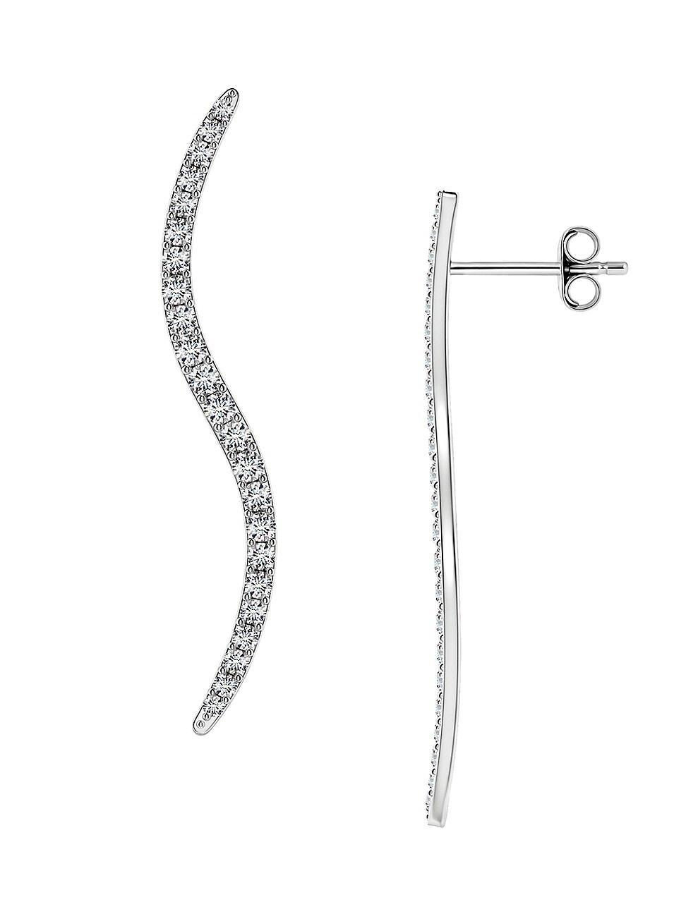 Womens Shangri-La 14K White Gold & Diamond Medium Bruskstroke Drop Earrings Product Image