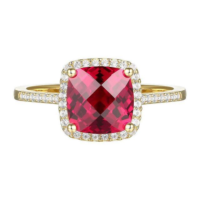 14k Gold Over Silver Lab-Created Ruby, Lab-Created White Sapphire Solitaire Ring, Womens Yellow Product Image