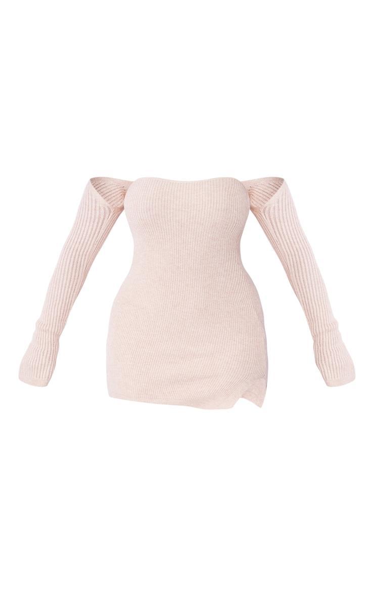 Shape Stone Knit Bardot Sleeve Bodycon Dress Product Image