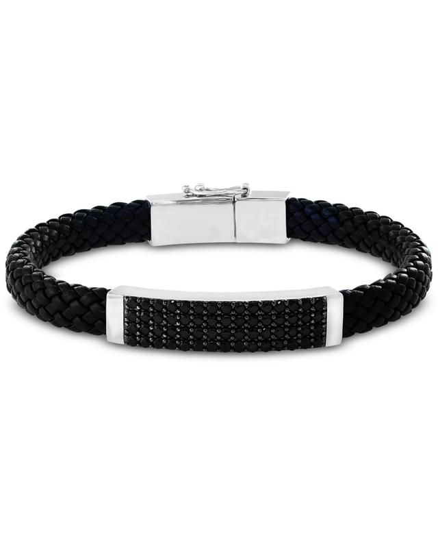 Effy Men's Sterling Silver Spinel Plaque Leather Bracelet - Black  - male - Size: one-size Product Image