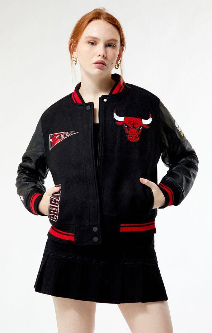 ProStandard Women's Chicago Bulls Varsity Jacket in Black/Red - Product Image