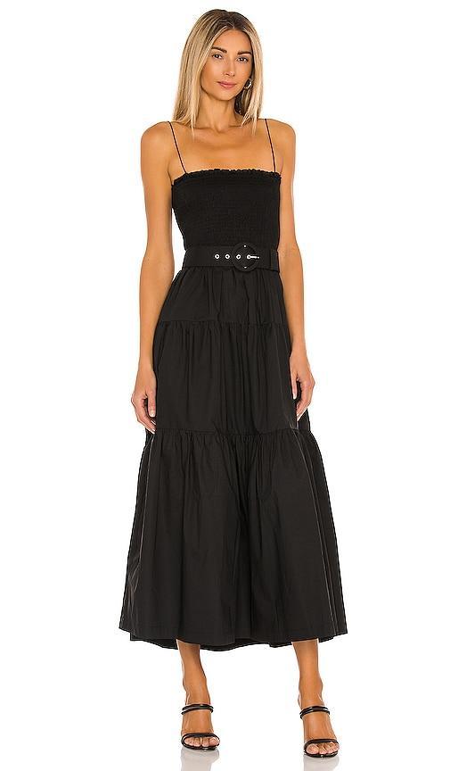 L'Academie The Nour Midi Dress in Black. - size XS (also in L, S, XL) Product Image