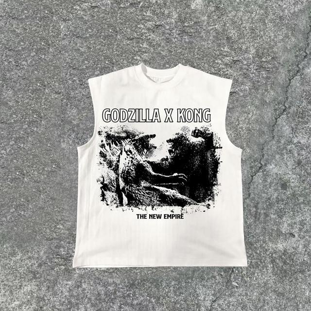 Sopula Men's Vintage Godzilla Vs Kong Graphics Cotton Tank Top Product Image