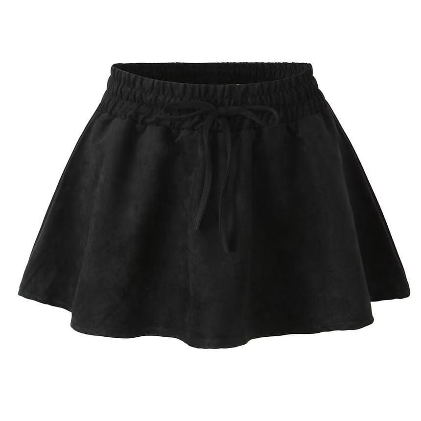 High Rise Plain Mini A-Line Skirt Product Image