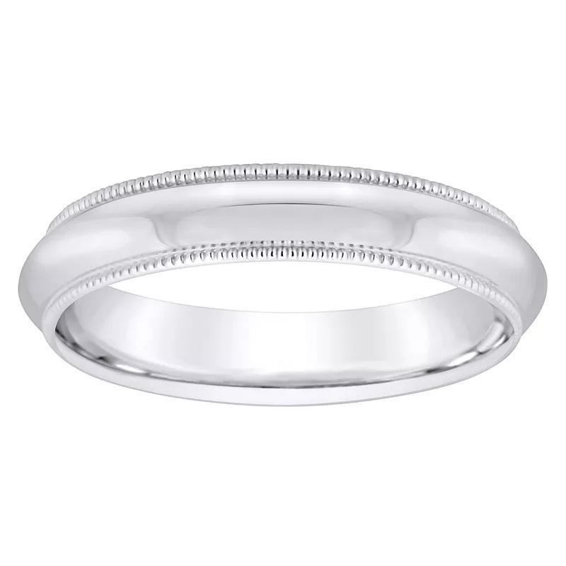 Alyson Layne Mens Platinum Milgrain Comfort Fit Wedding Band White Product Image